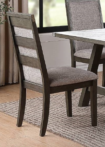 Zavia 2 Grey Fabric/Dark Grey Wood Side Chairs