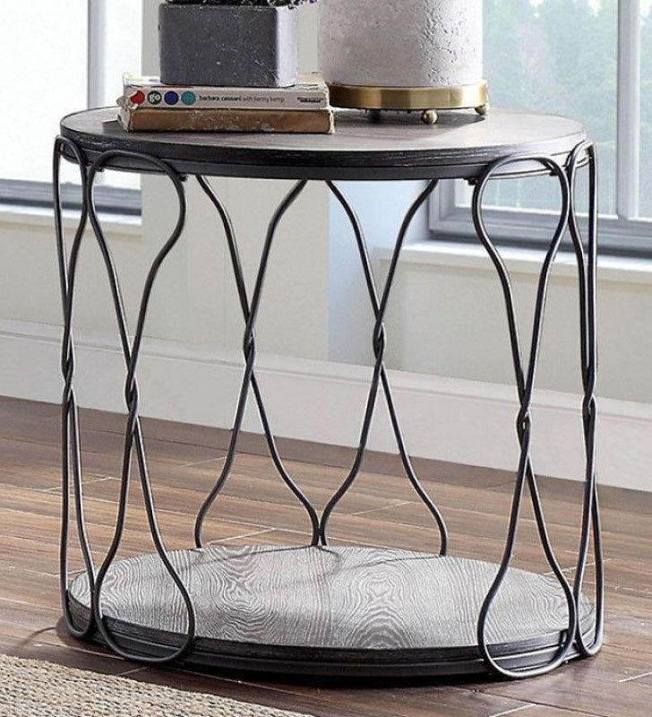 Hawdon Gray Wood/Metal End Table with Shelf