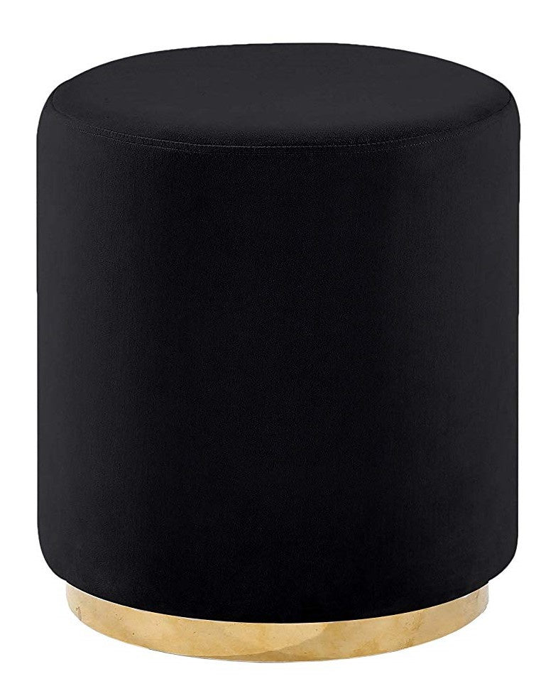 Evan Black Velvet Stool with Gold Plated Base