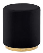 Evan Black Velvet Stool with Gold Plated Base