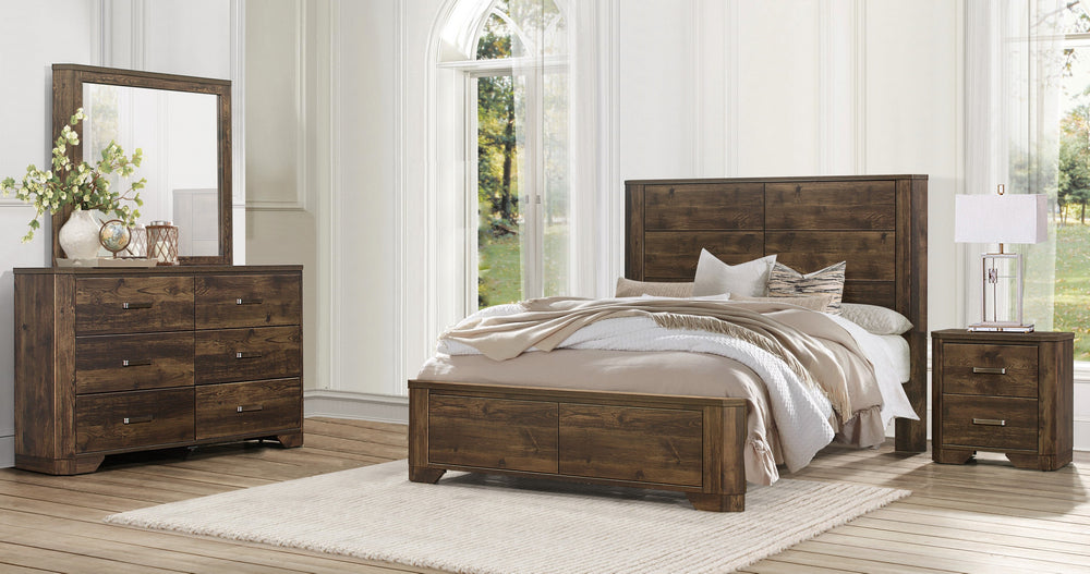 Jocelyn 4-Pc Rustic Brown Wood Queen Bedroom Set