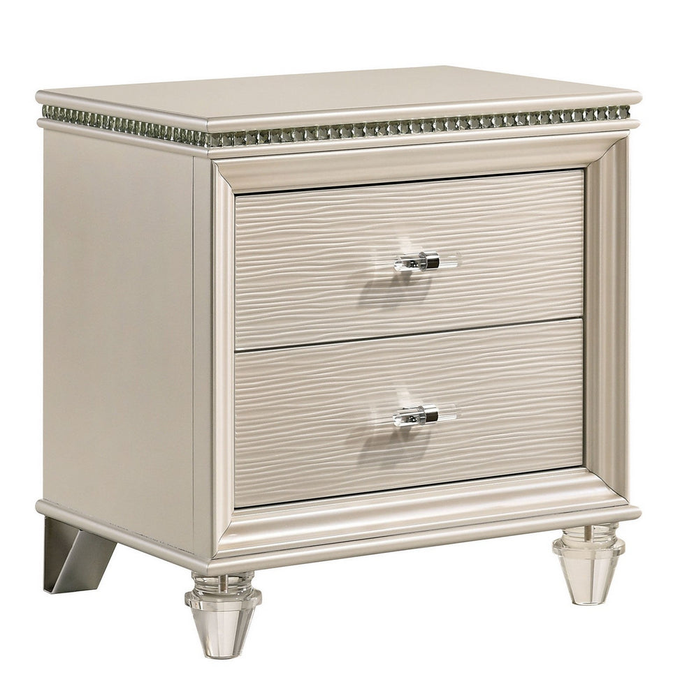 Allie Pearl White Wood 2-Drawer Nightstand