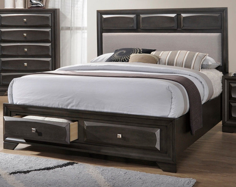 Melanie Espresso Wood Cal King Bed with 2-Drawers