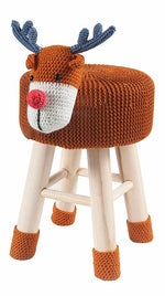 Astride Deer Orange Fabric/Wood Kids Stool