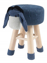 Astride Donkey Blue Fabric/Wood Kids Stool