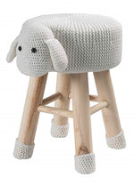 Astride Sheep White Fabric/Wood Kids Stool