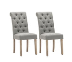 Natalie 2 Grey Linen Fabric Side Chairs