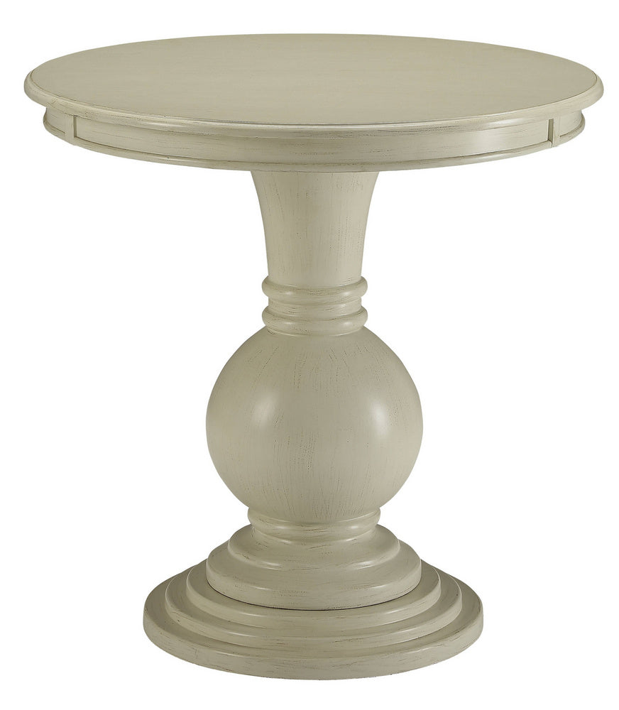 Alyx Antique White Wood Round Pedestal Accent Table