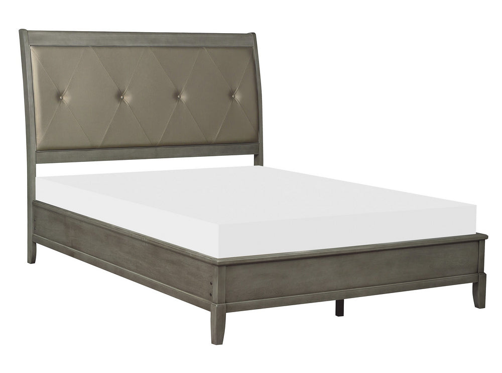 Cotterill Gray Wood/Faux Leather Cal King Bed