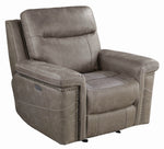 Wixom Taupe Faux Suede 2xPower Glider Recliner