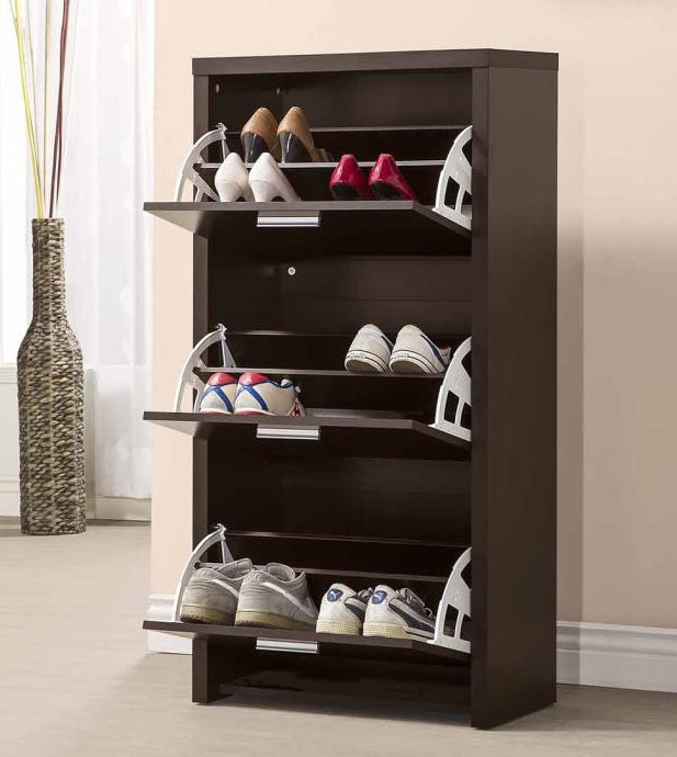 Ceridwen Black Wood 3-Drawer Shoe Rack