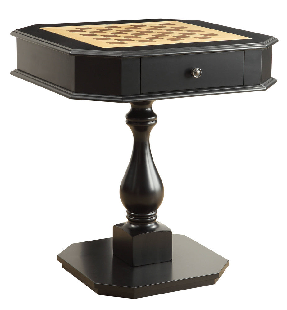 Bishop Black Wood Game Table with 2 Drawers