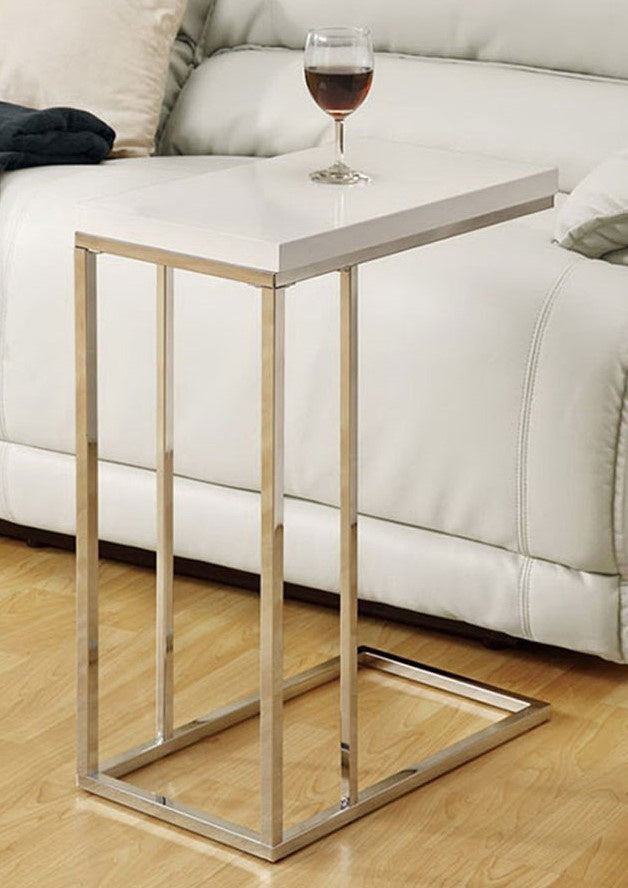 Allie White Wood/Metal Snack Table