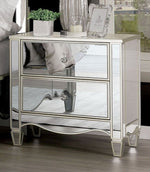 Eliora Silver Mirrored 2-Drawer Nightstand