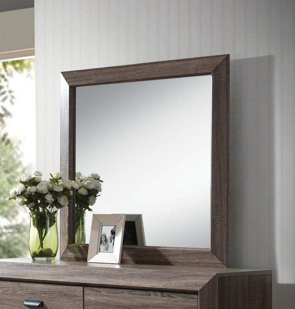 Lyndon Weathered Gray Grain Wood Frame Dresser Mirror