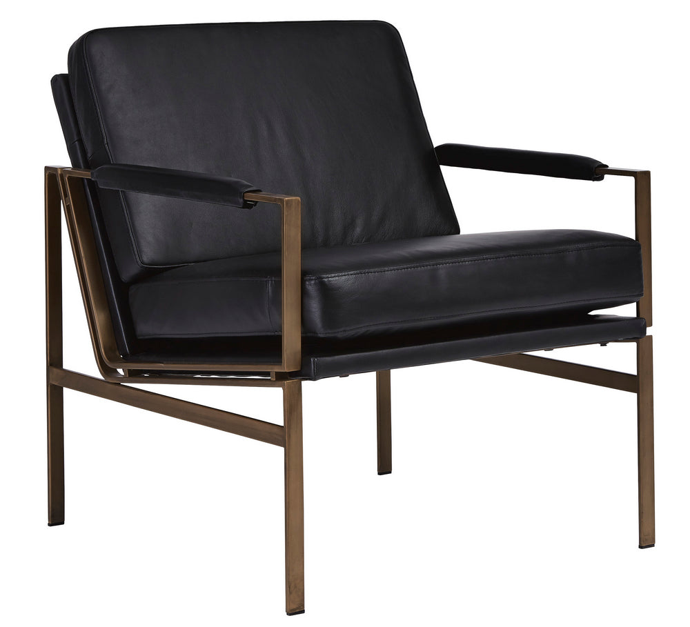 Puckman Black Leather/Metal Accent Chair