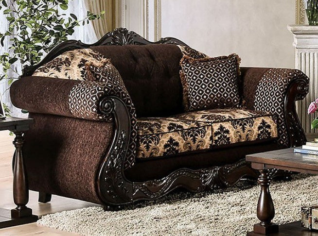 Ronja Dark Brown Chenille Loveseat