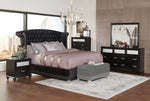 Barzini 5-Pc Black Velvet/Wood King Bedroom Set (Oversized)