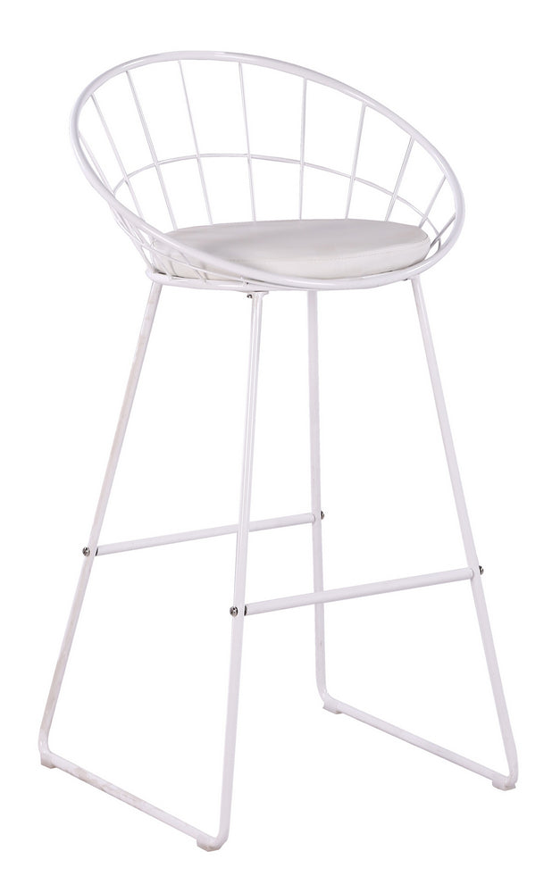 Nordic White Faux Leather/Metal Bar Stool