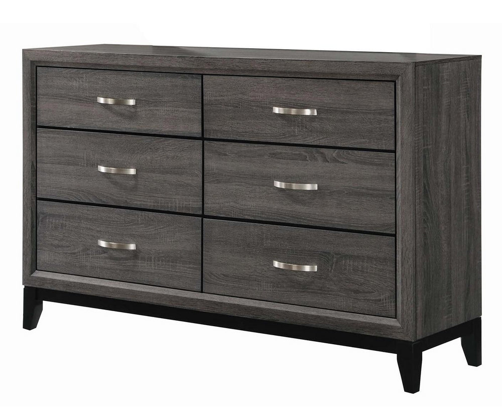 Watson Grey Oak/Black Wood 6-Drawer Dresser