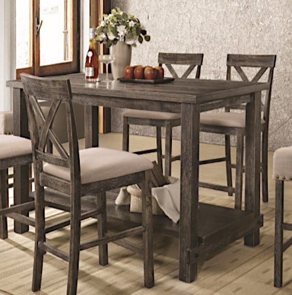 Martha II Weathered Gray Finish Wood Counter Height Table