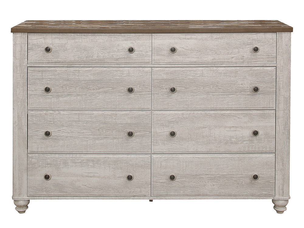 Nashville Antique White/Brown Wood 8-Drawer Dresser