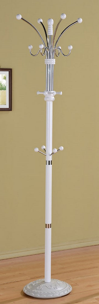 Emilee White Wood/Metal Coat Rack