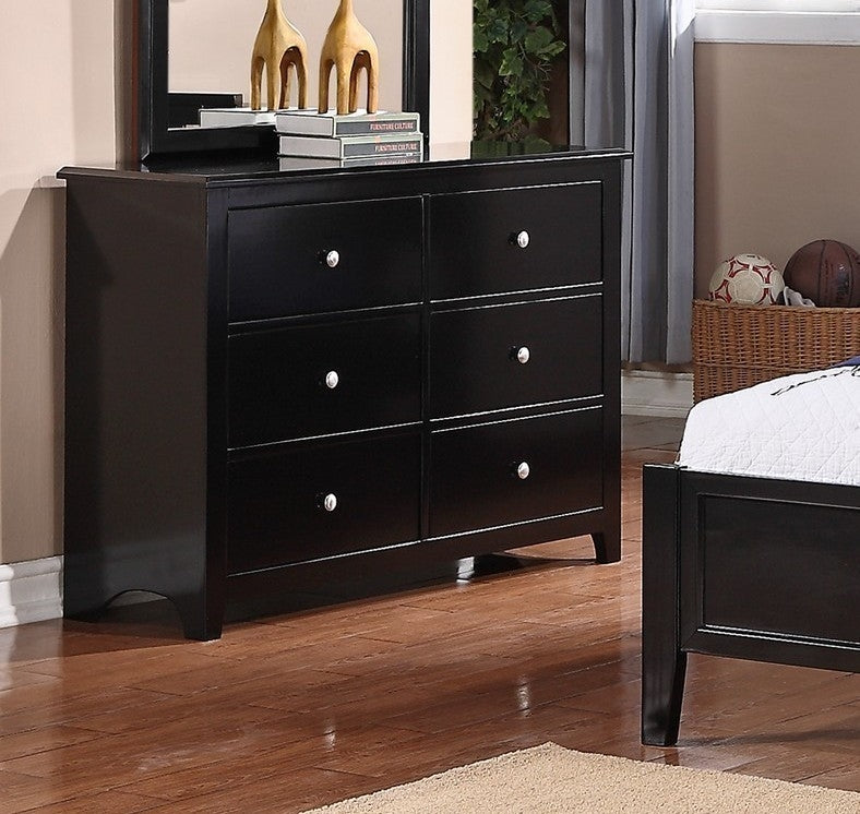 Rosario Black Wood 6-Drawer Dresser