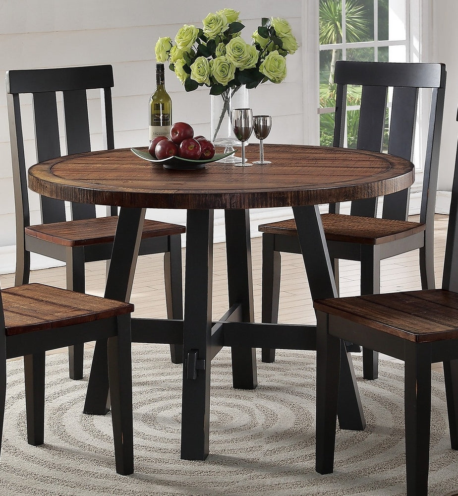 Ninon Dark Brown/Black Wood Round Dining Table