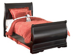 Huey Vineyard Black Wood Twin Sleigh Bed