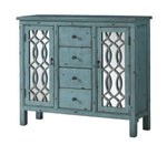 Abrail Antique Blue Wood Accent Table with Mirrored Panels