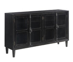 Abree Black Wood Accent Cabinet with Glass Doors