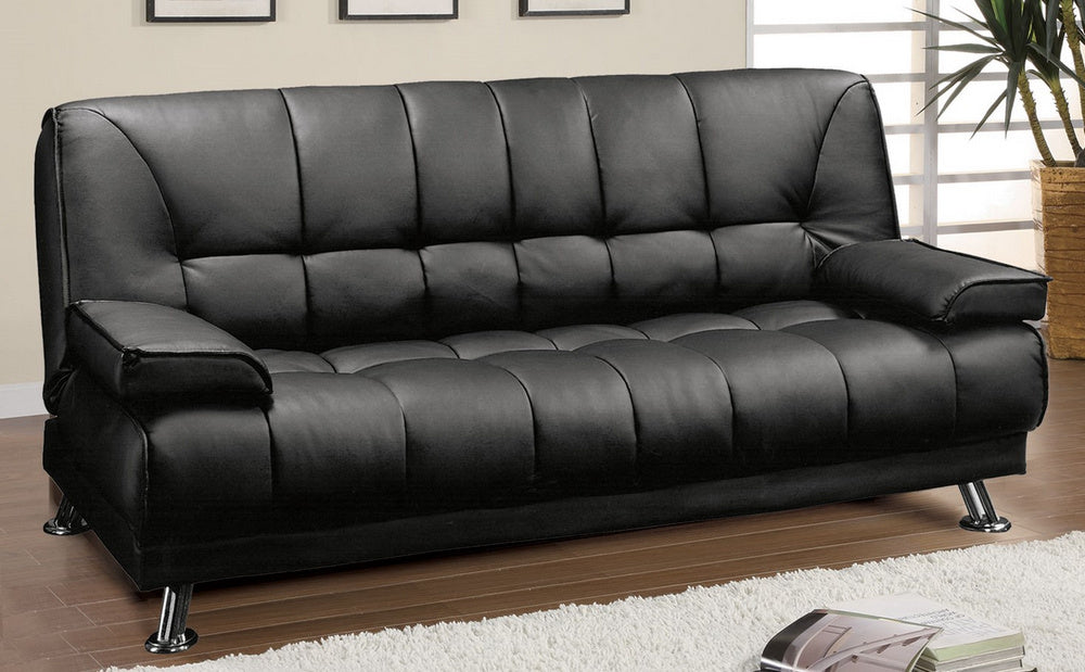 Alishia Black PU Leather Klik Klak Sofa Bed