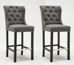 Angeline 2 Gray Linen Fabric Bar Chairs