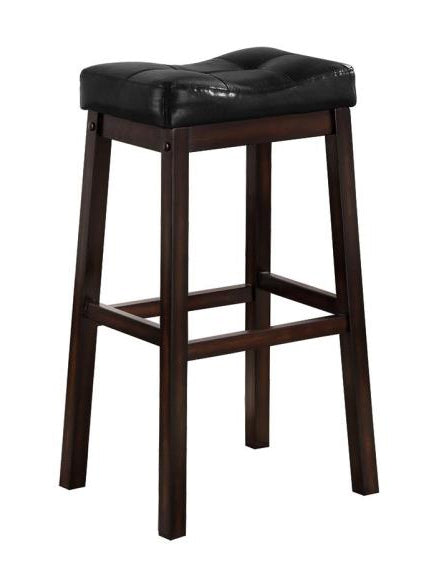 Anoki 2 Black Leatherette/Dark Cherry Wood Bar Stools