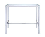 Arleth Chrome Finish Metal Bar Table with Clear Glass Top