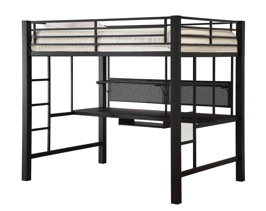 Avalon Black Metal Full Workstation Loft Bed