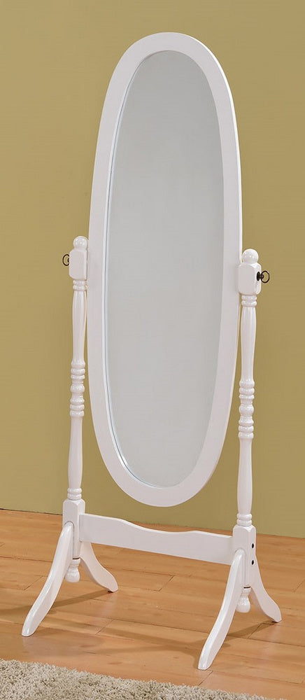 Bailee White Wood Frame/Glass Floor Mirror