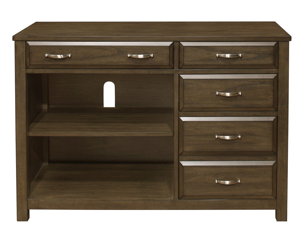 Blanche Brown Gray Wood 4-Drawer Credenza