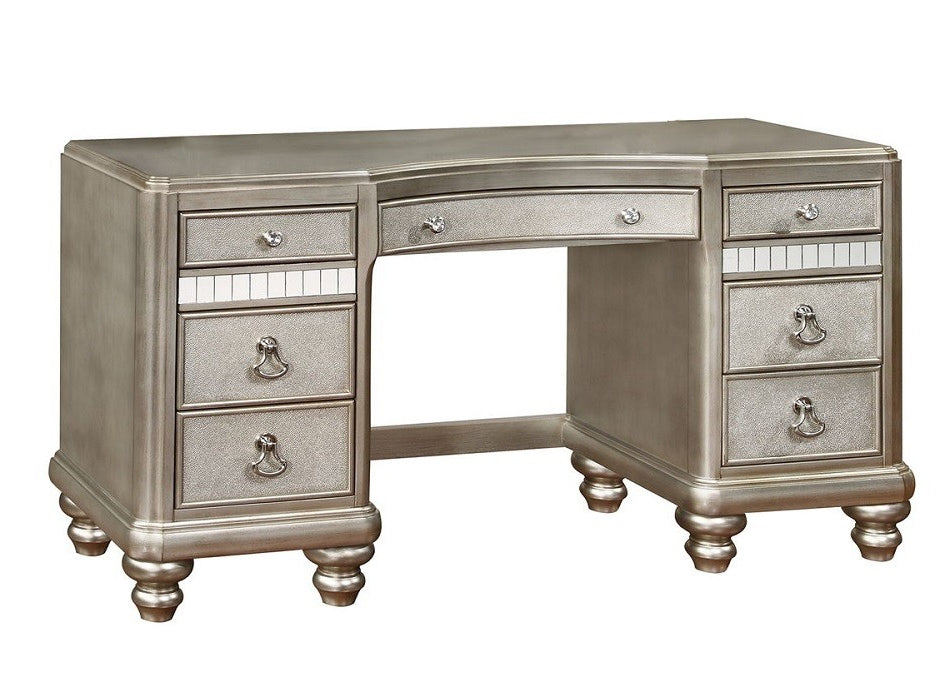 Bling Game Metallic Platinum Wood Vanity Desk