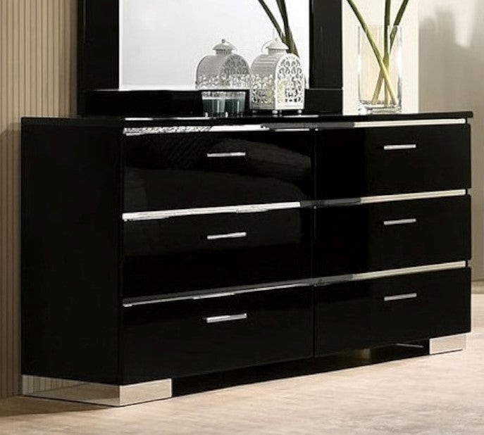 Carlie Black Wood 6-Drawers Dresser