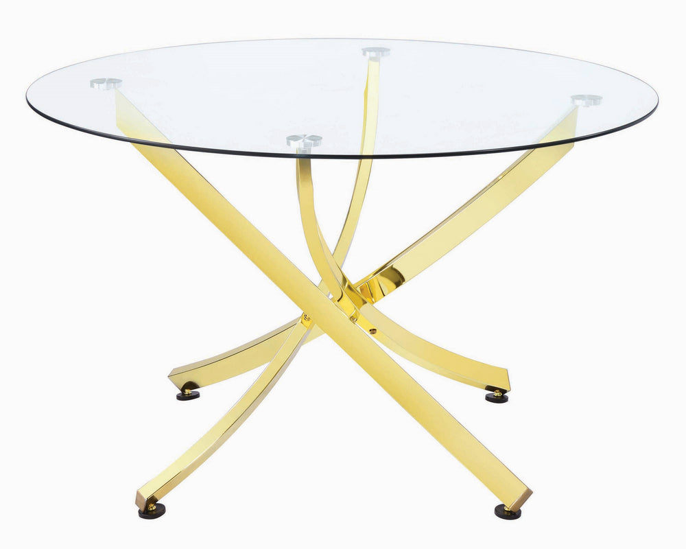 Chantar Clear Glass/Brass Metal Round Dining Table