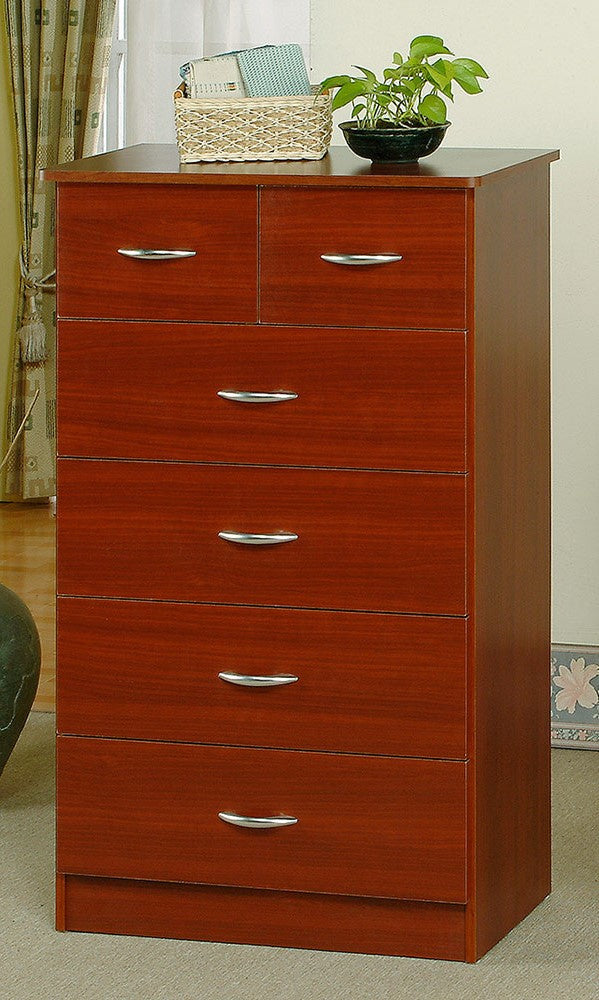 Donelle Cherry Finish Wood 6-Drawer Chest