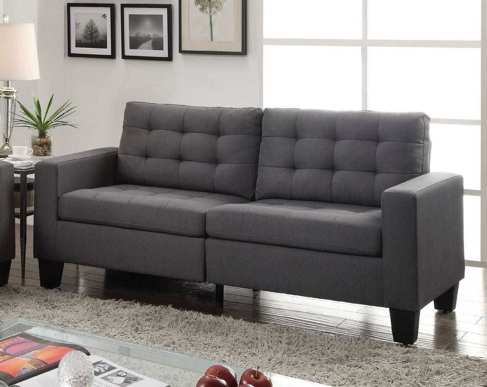 Earsom Gray Linen Fabric 2-Seat Sofa