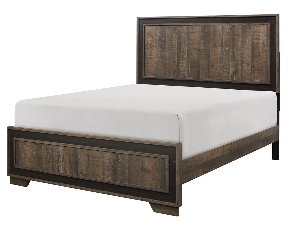 Ellendale Rustic Mahogany/Dark Ebony Wood Full Bed