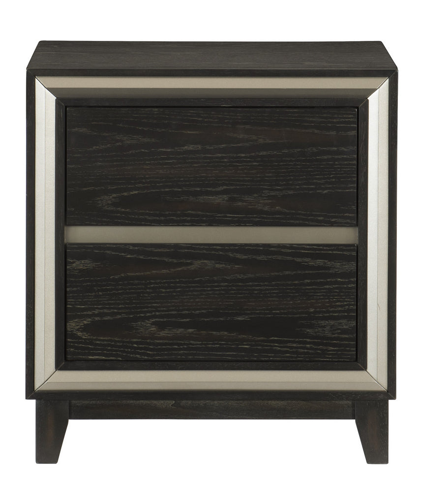 Grant Ebony Wood 2-Drawer Nightstand