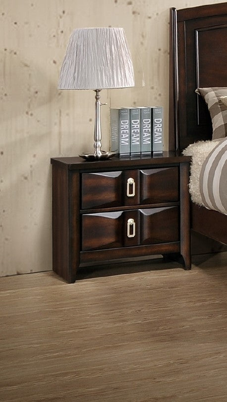 Graziana Deep Rustic Wood 2-Drawer Nightstand