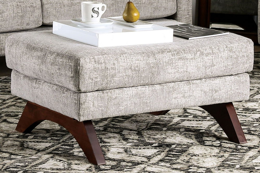 Harlech Gray Chenille Rectangular Ottoman