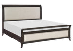 Hebron Dark Cherry Wood/Beige Fabric Cal King Bed