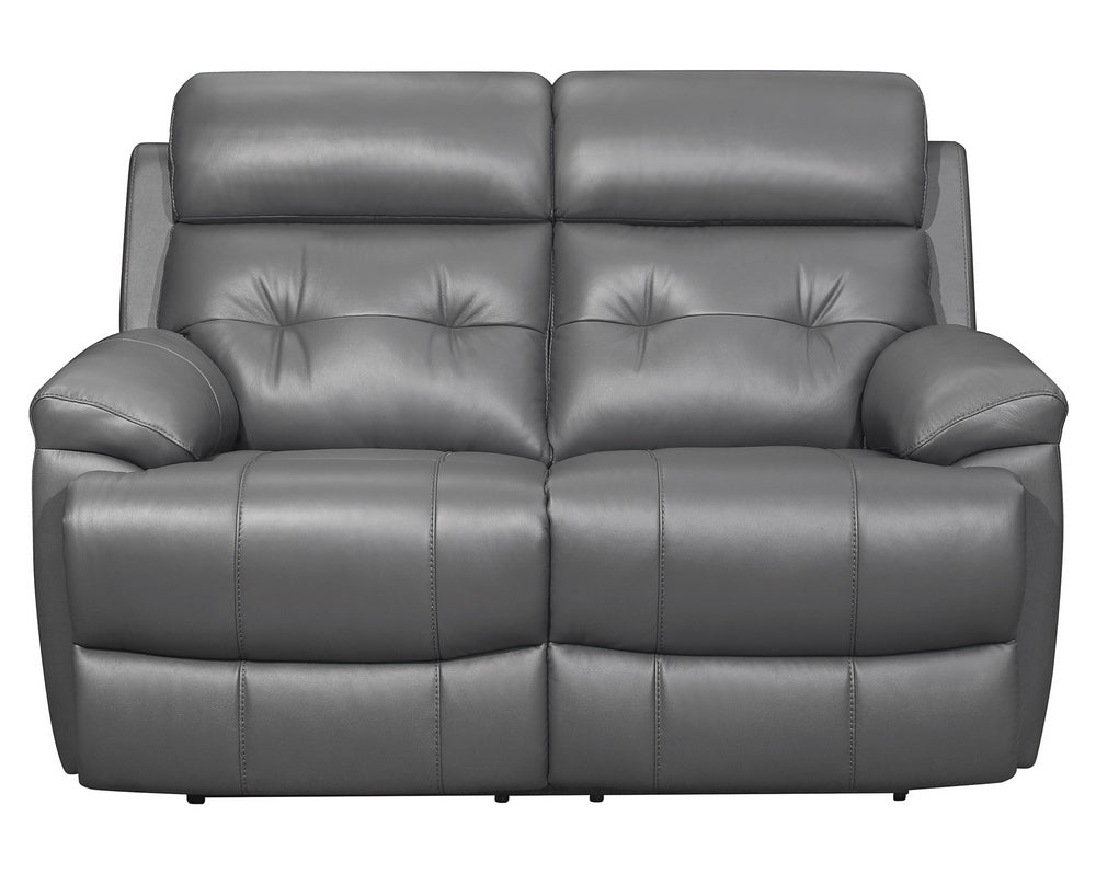 Lambent Dark Gray Leather Manual Recliner Loveseat